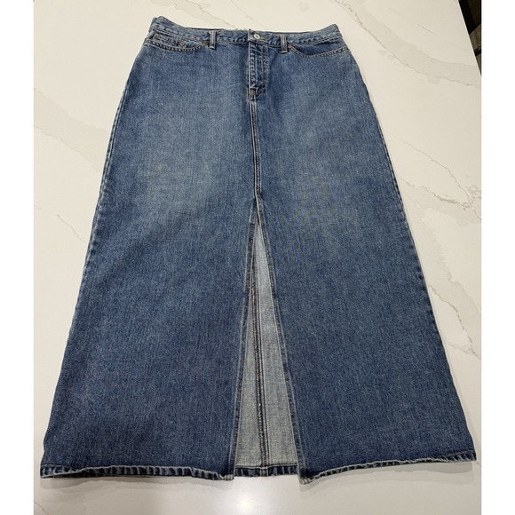 Vintage Gap Jeans Maxi Skirt Womens 14 Blue Medium Wash Y2K‎ 90s Boho Western - Picture 4 of 16
